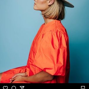 NWOT orange dress with puff sleeves